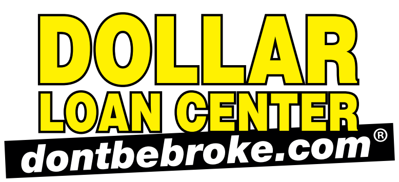 A yellow and black logo for dollar loan center.
