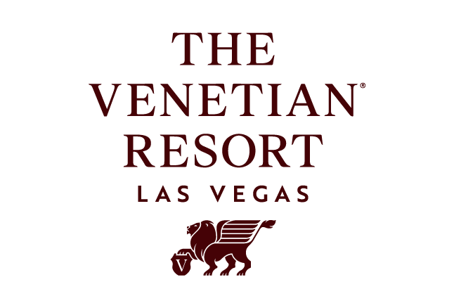 A red and black logo for the venetian resort.