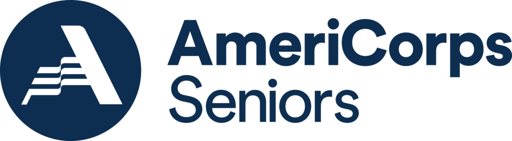 A black background with the words american seniors written in blue.