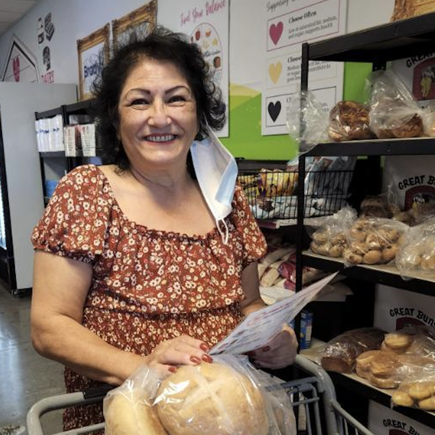 A woman holding some bread in her hands